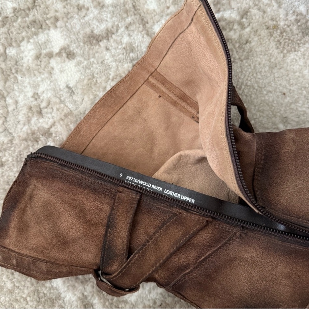 Women’s Brown Suede Mid-Calf Heeled Boots - Picture 8 of 8
